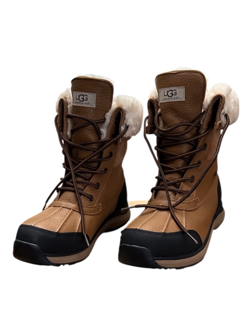 UGG Waterproof Winter Boots, Shearling Lined, Chestnut Brown, Lace-Up New inBox